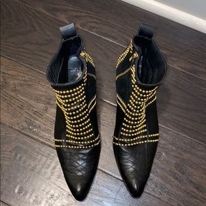 Leather boots with gold studs